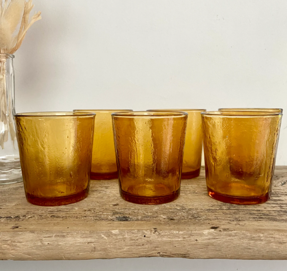 Lot de 6 verres ambrés Lever vintage