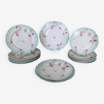 Service de table porcelaine monogrammes tb - plat + assiettes plates + dessert