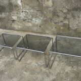 Trundle tables chrome and glass 1970