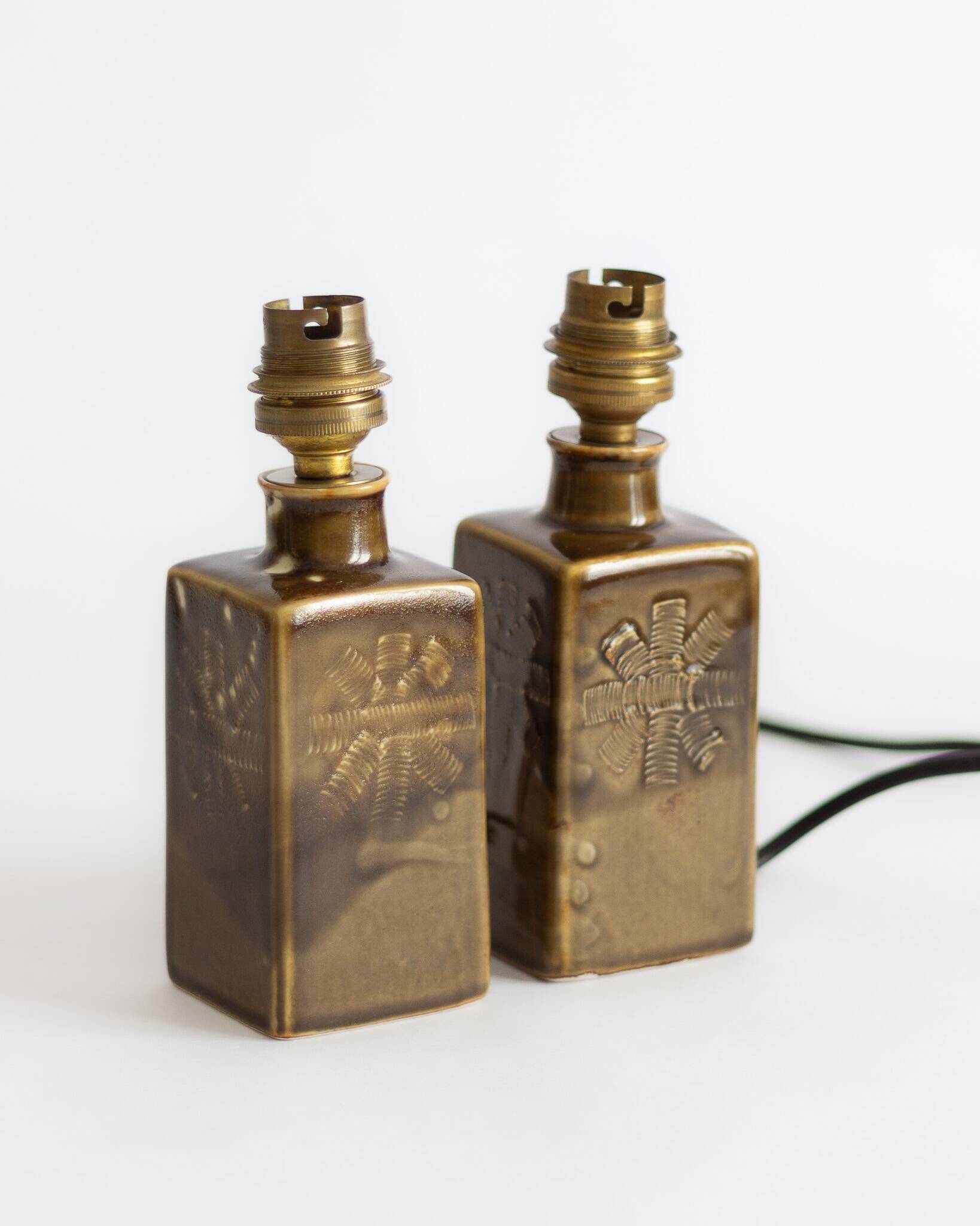 Two glazed ceramic lamps – Signature to be identified – 1960s