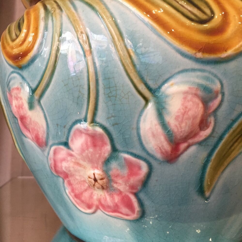 Cache-pot en barbotine decor floral multicolore st clement