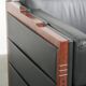 3-seater black cow leather sofa in timeless Art Deco design