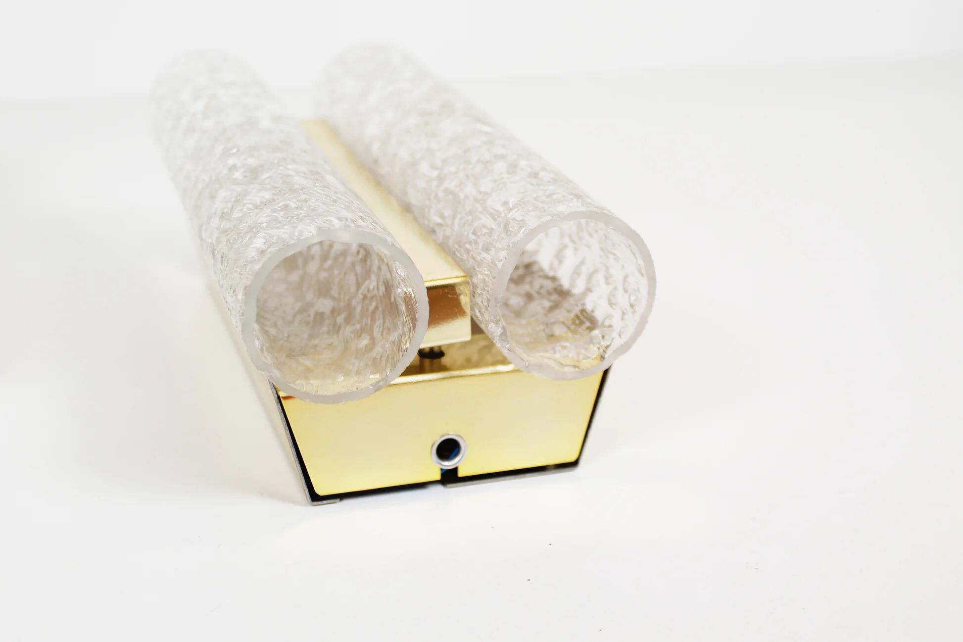 Pair of wall lamps in brass plated metal and glass by Doria Leuchten