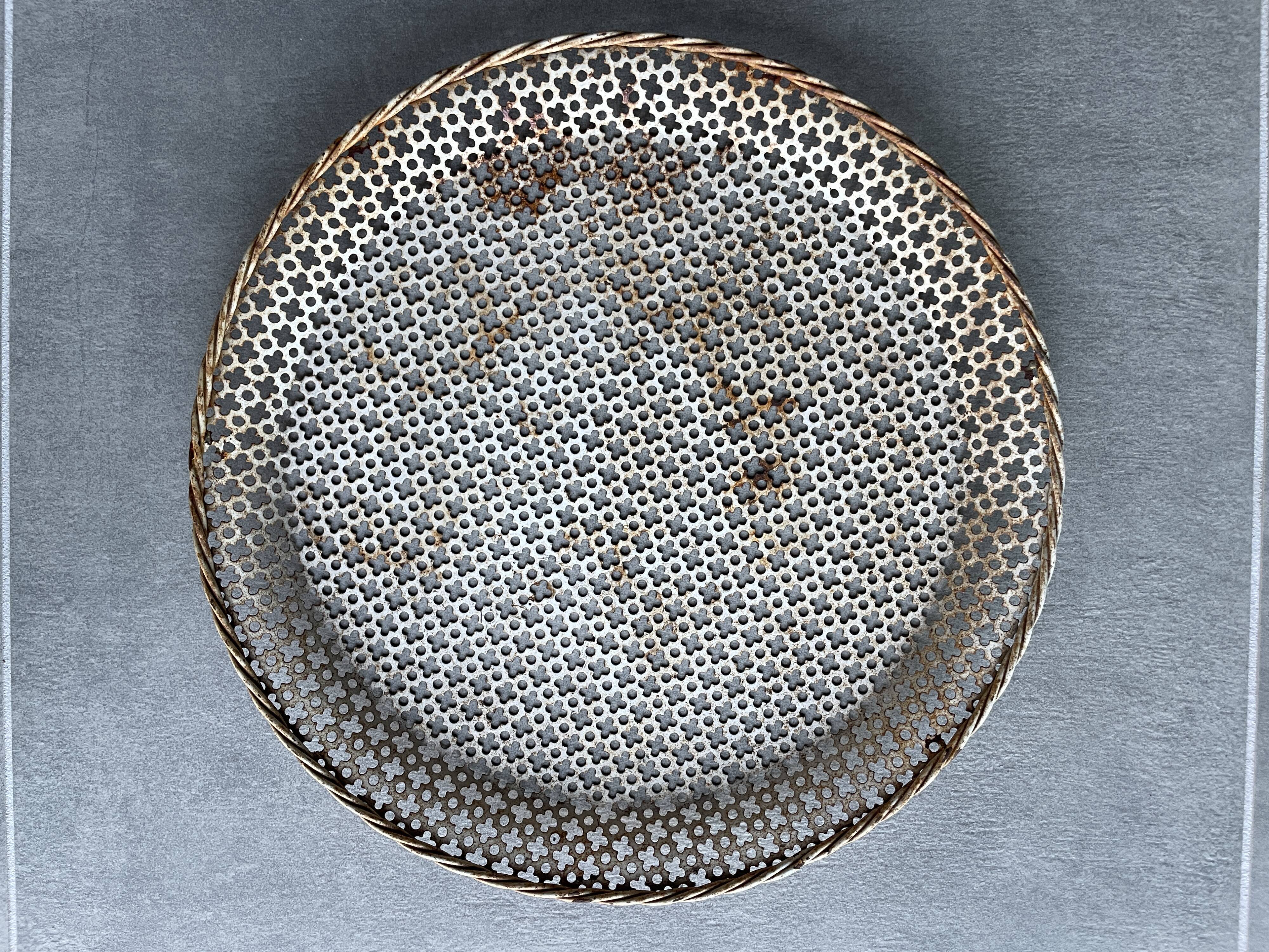 Round top 40cm rigidule perforated sheet metal vintage Mathieu Matégot design 1950s