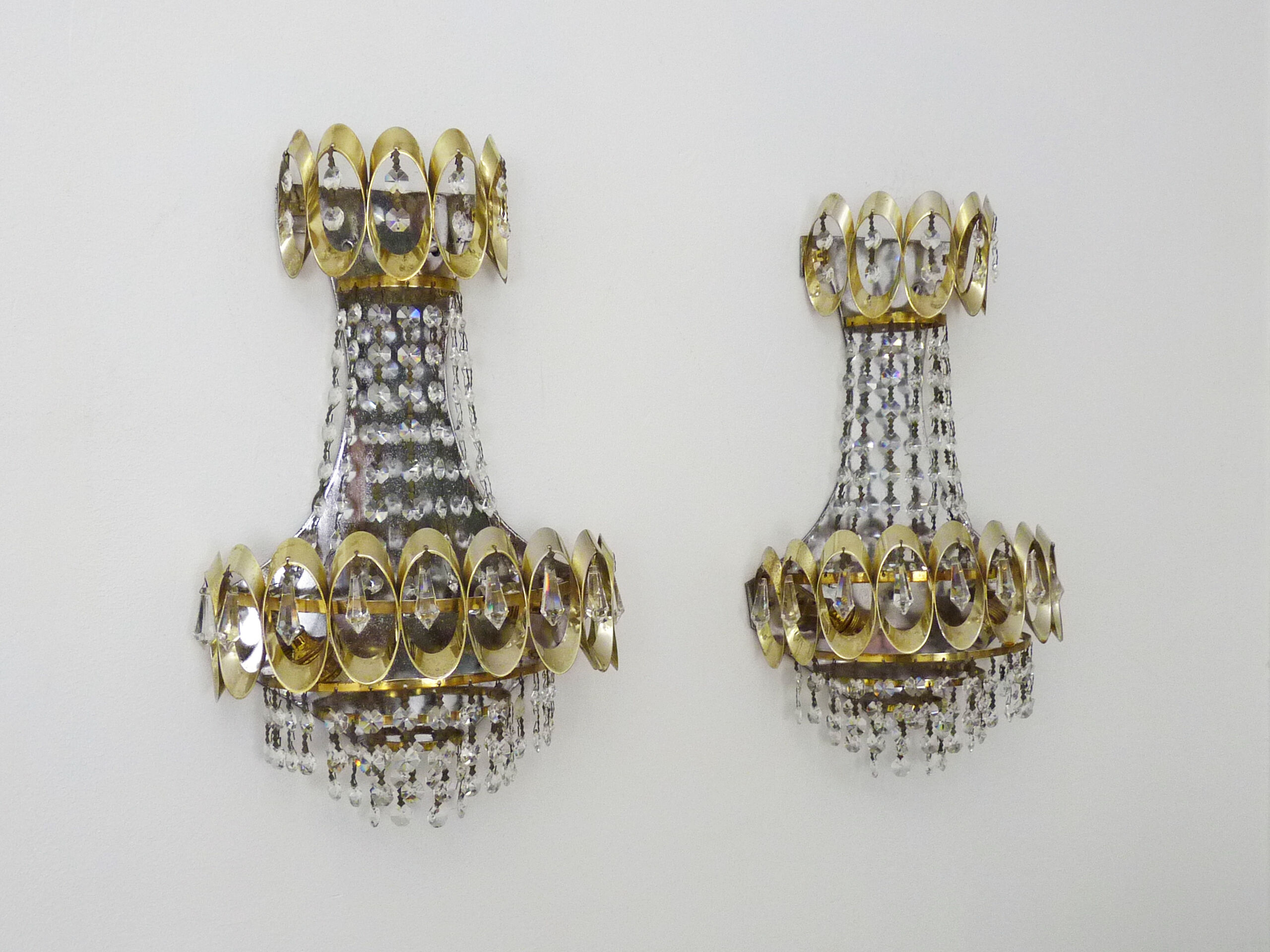 Pair of double hot air balloon wall sconces, 60s