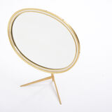Mid-Century Modern Oval Brass Table Mirror by Vereinigte Werkstätten