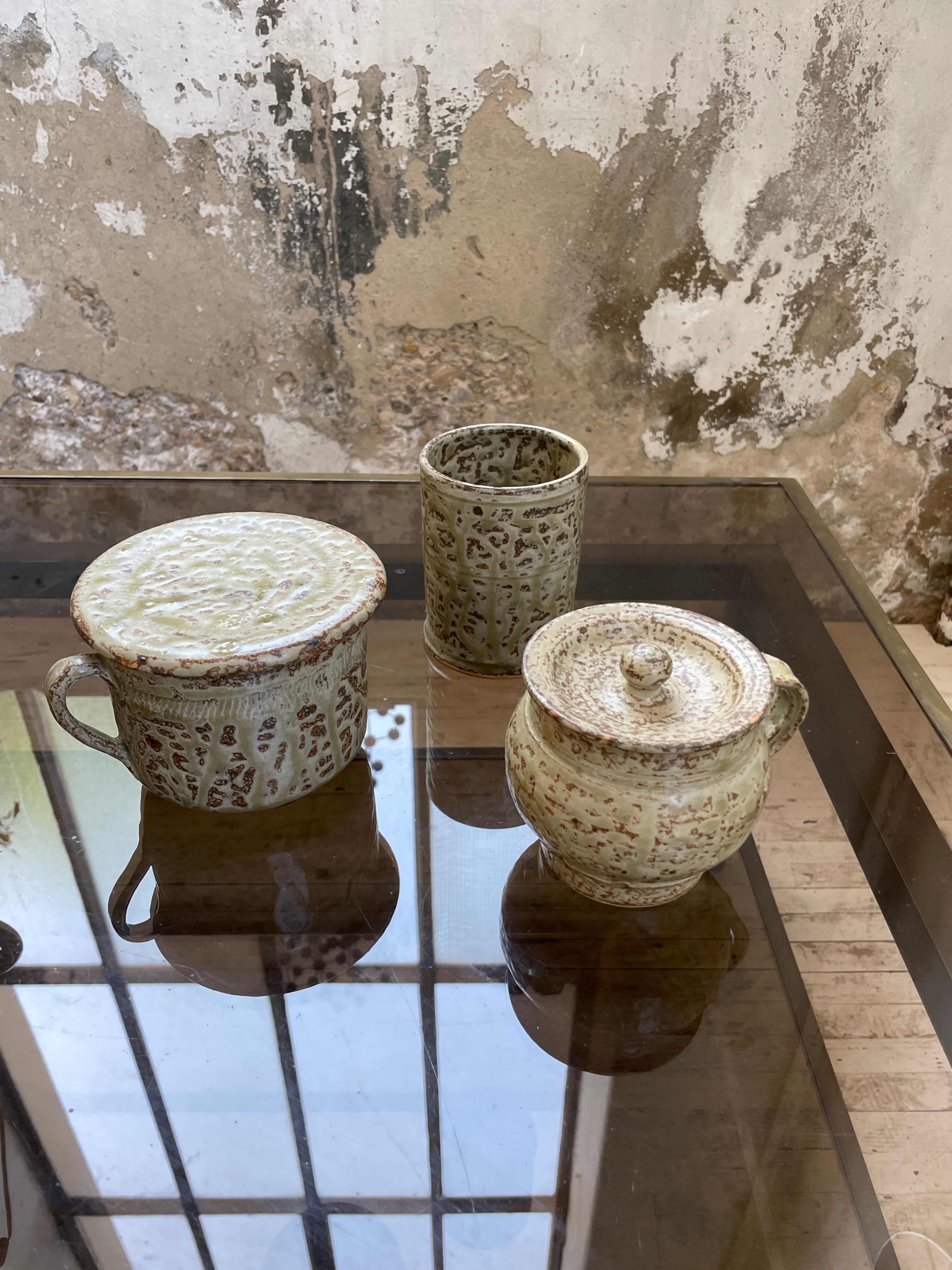 Stoneware herbal tea cup set La Hulotte Caylus