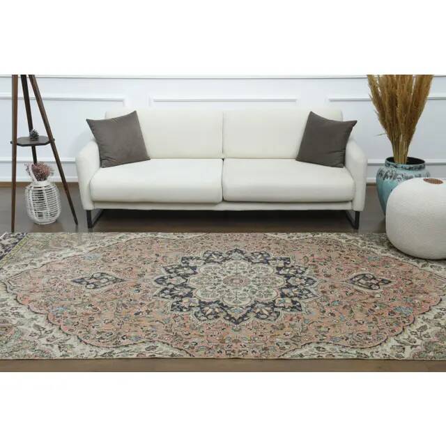 1970s Vintage Turkish Oushak Handmade Wool Cotton Pink Runner Rug 153x320