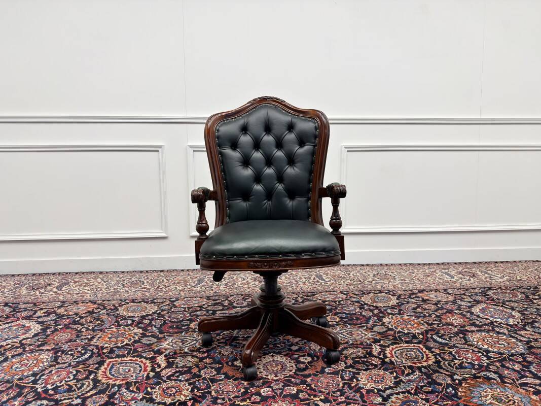Classic English Chesterfield Desk Chair Green
