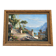 Large oil on canvas, Mediterranean terrace by the lake, signed, gilded frame.