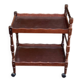Solid wood serving trolley on wheels