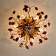 Floral ceiling light in gilded metal and crystal, Banci Firenze (Italy), 1970.