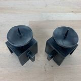 Pair of brutalist wrought iron candle holders
