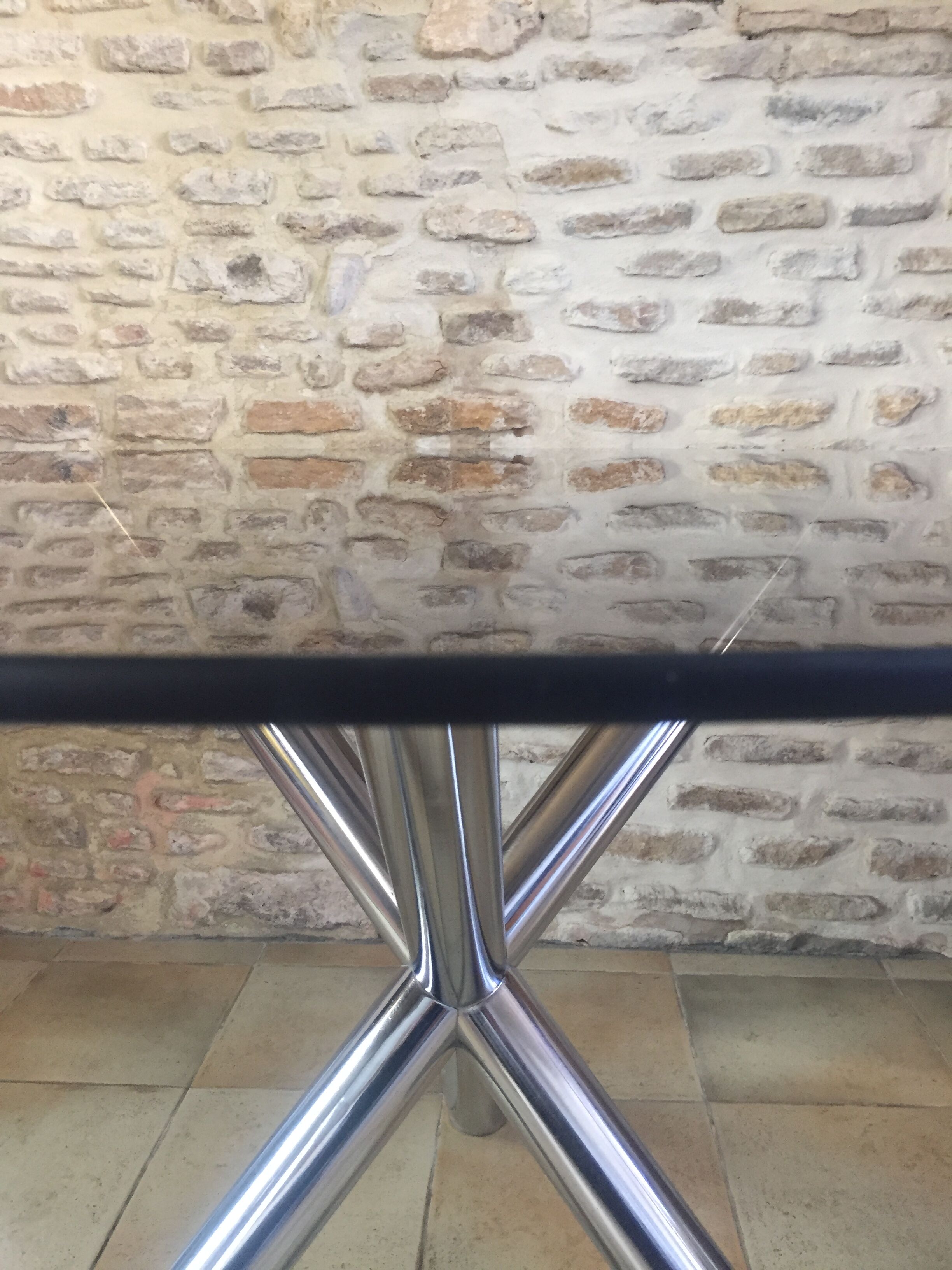 Vintage table roche bobois chrome and glass