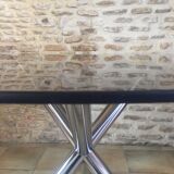 Vintage table roche bobois chrome and glass