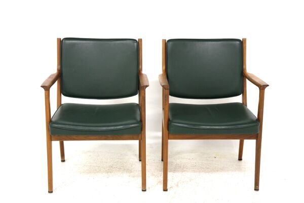 Set de 2 fauteuils en cuir, Karl Erik Ekselius, Suède, 1960
