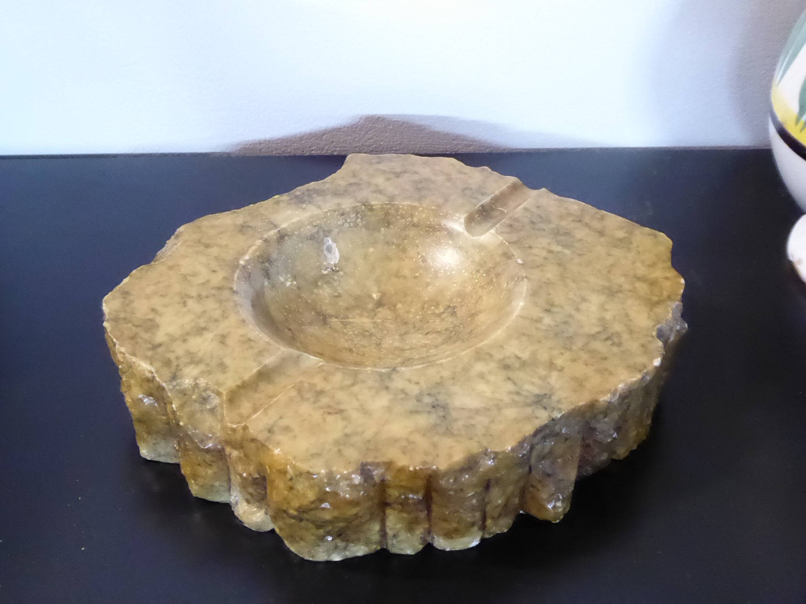 Imposing vintage alabaster ashtray