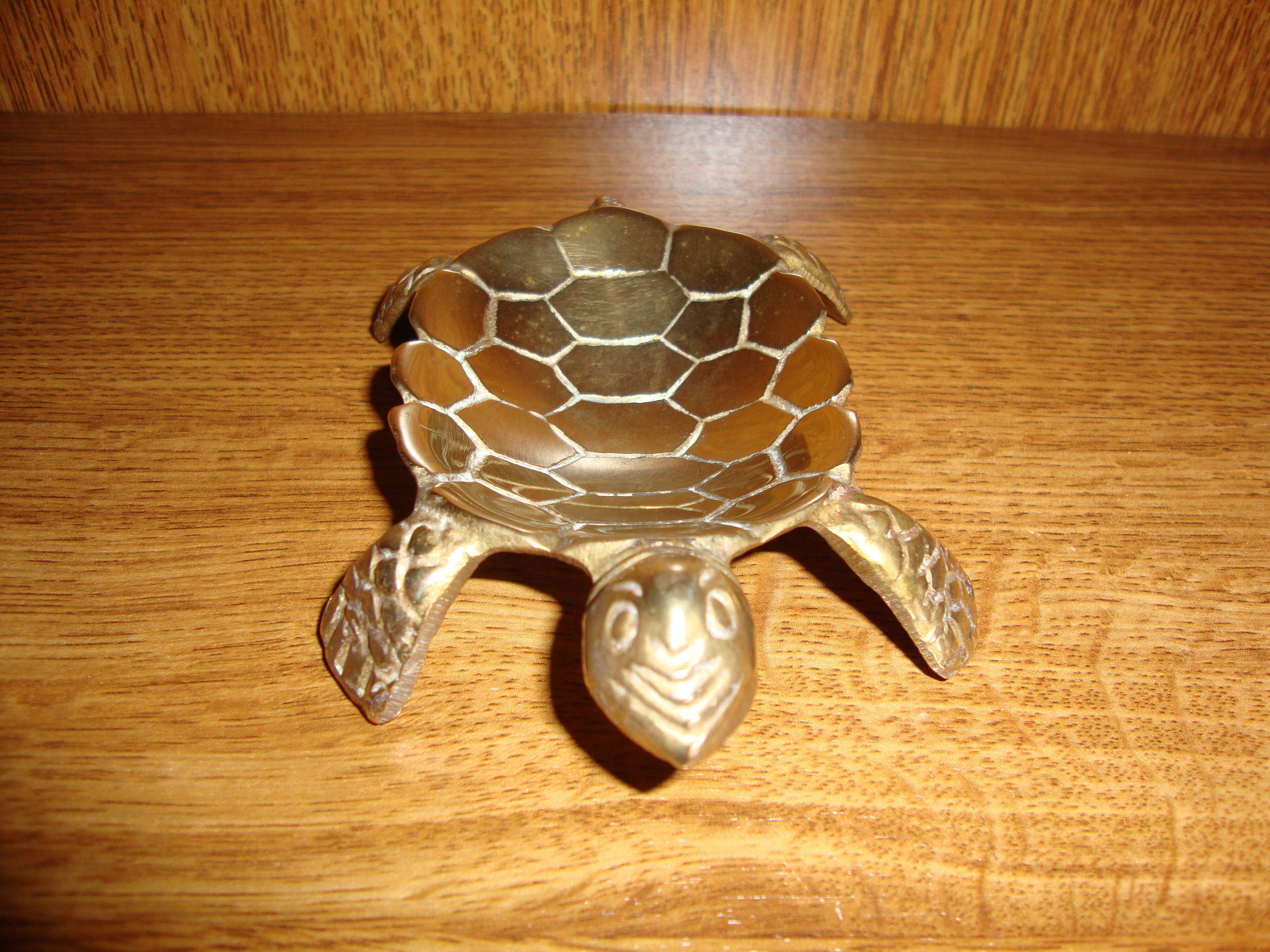 brass turtle ashtray