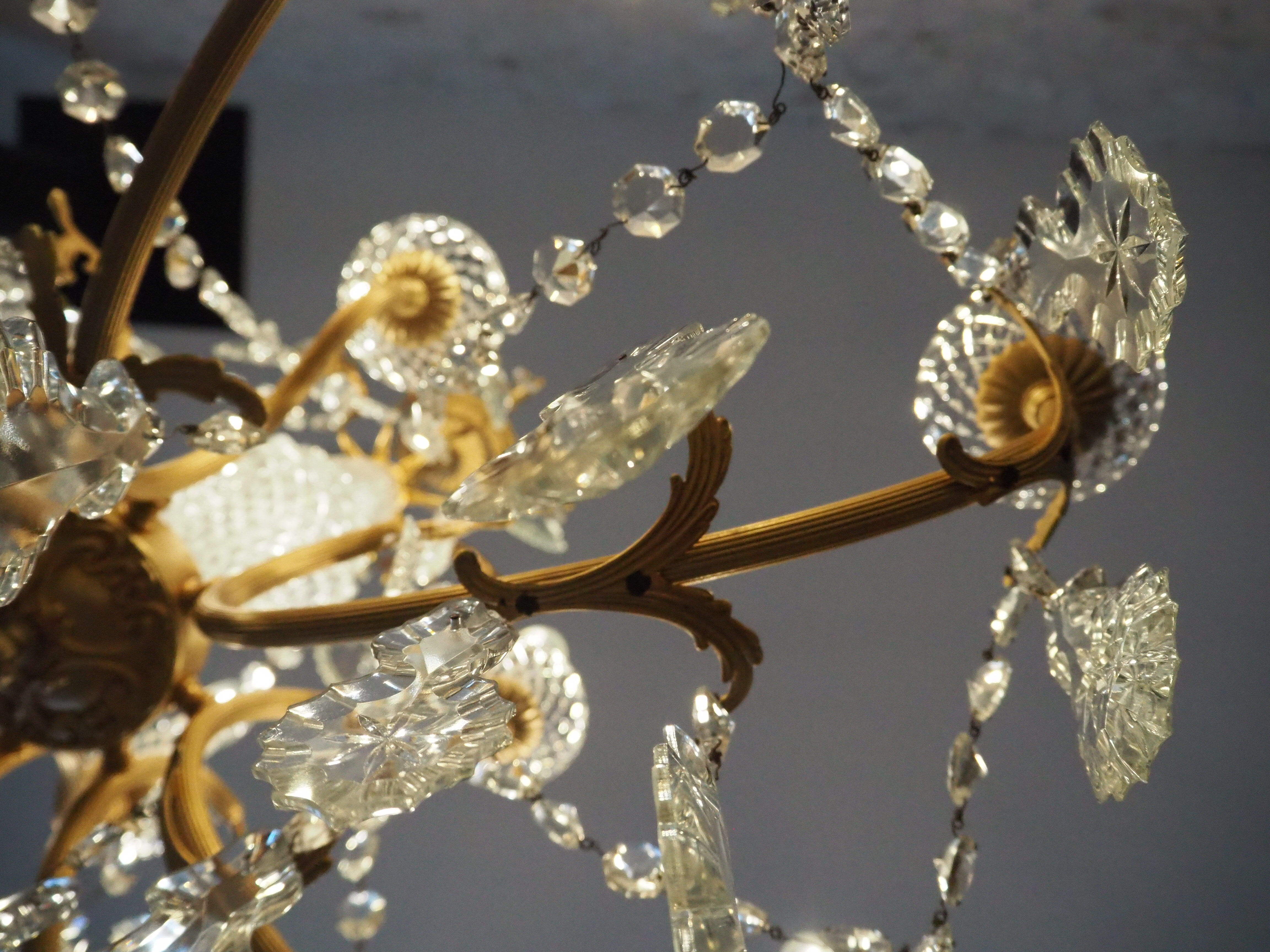 Chandelier 12 lamps with grapevines in crystal, bronze and regulated
