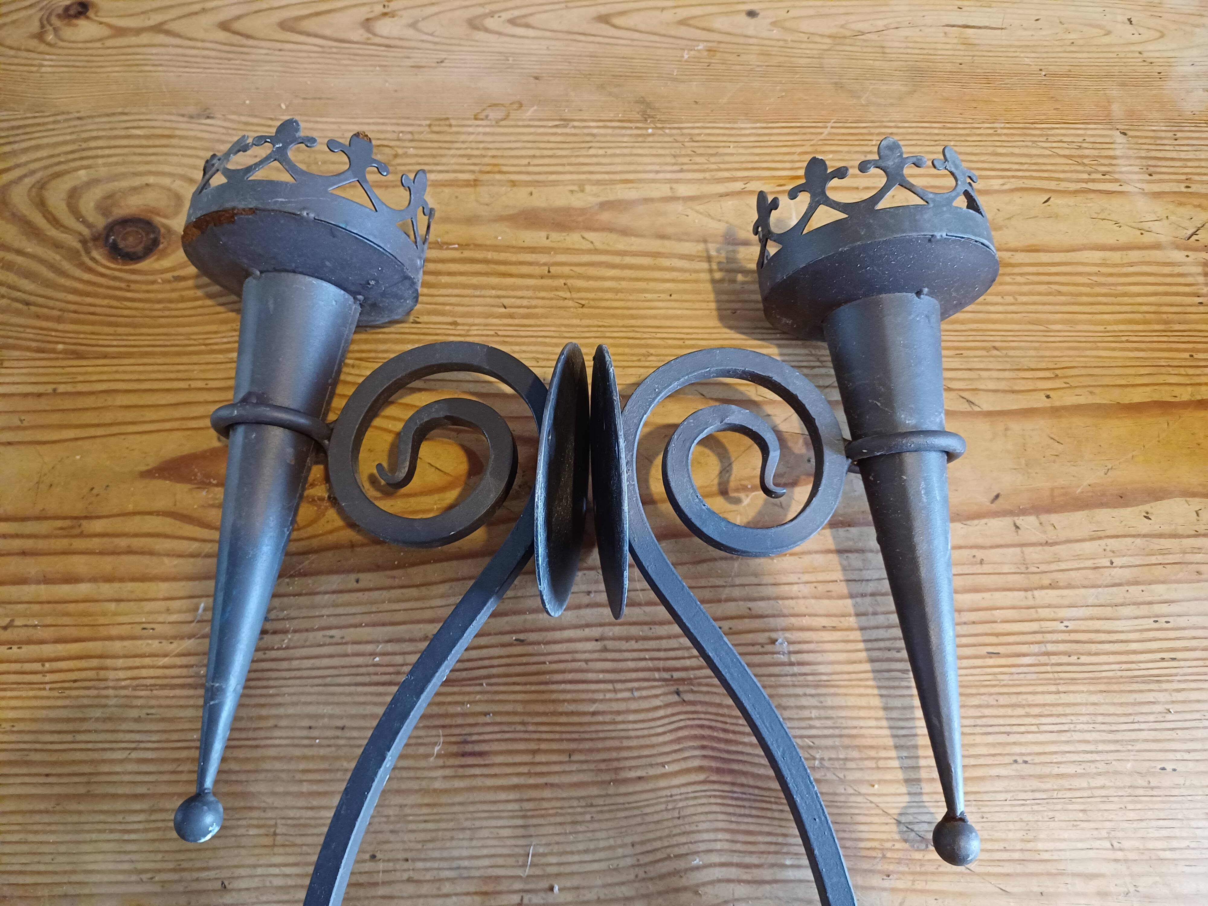 Pair of Wrought Iron Wall Lights