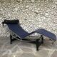 Cassina LC4 chaise longue by Le Corbusier, Pierre Jeanneret & Charlotte Perriand in blue leather.