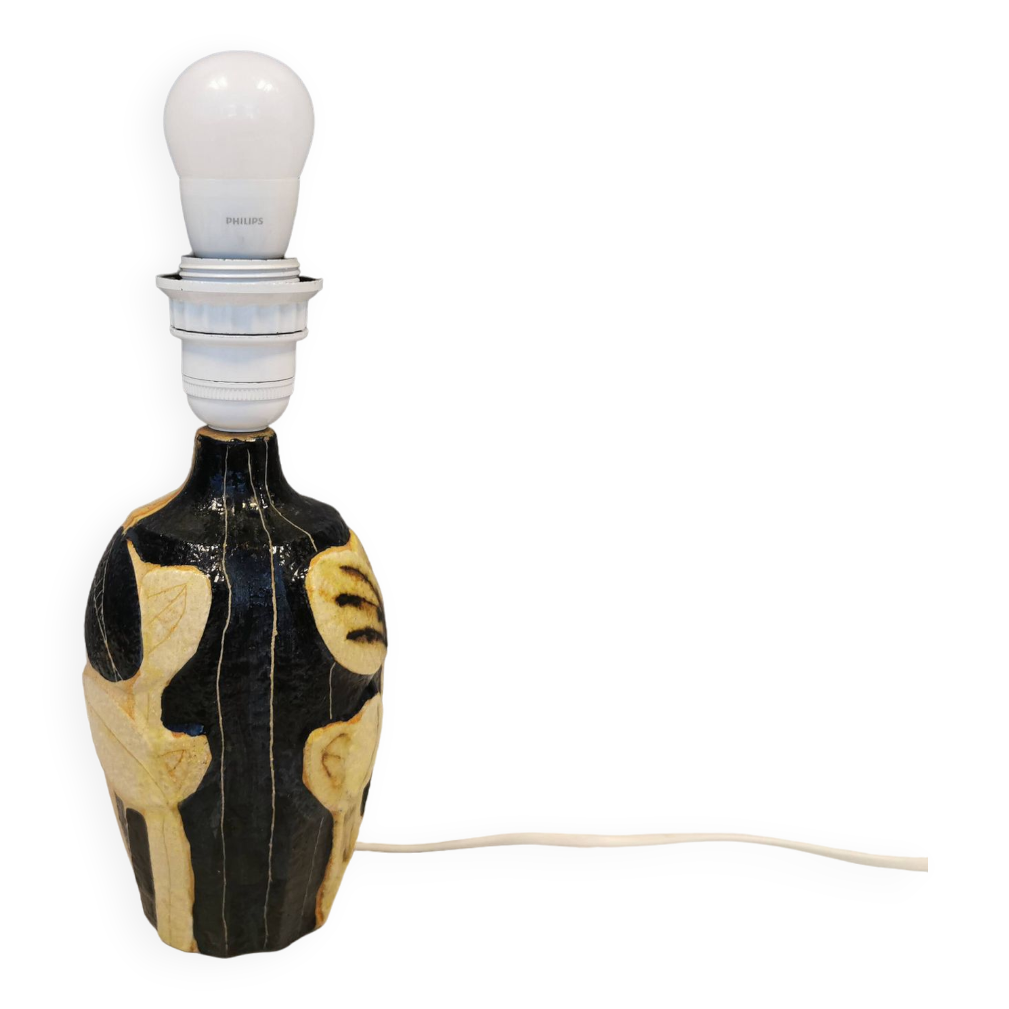 Rare tulip Søholm table lamp in ceramic by Noomi Backhausen 1970s.