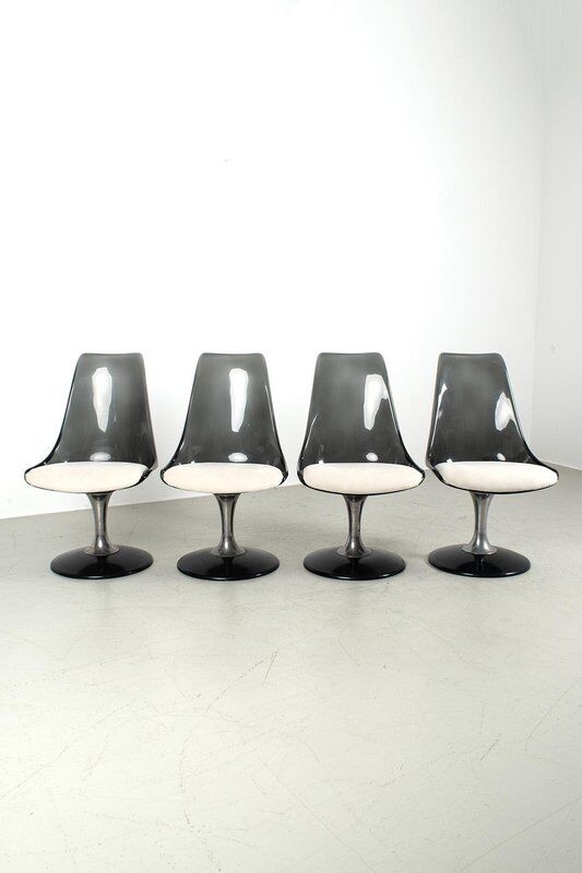 Chaises Tulipe en acrylique par Chromcraft, ensemble de 4