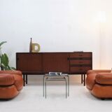 Sapporo cognac leather armchairs by Girgi 1970s