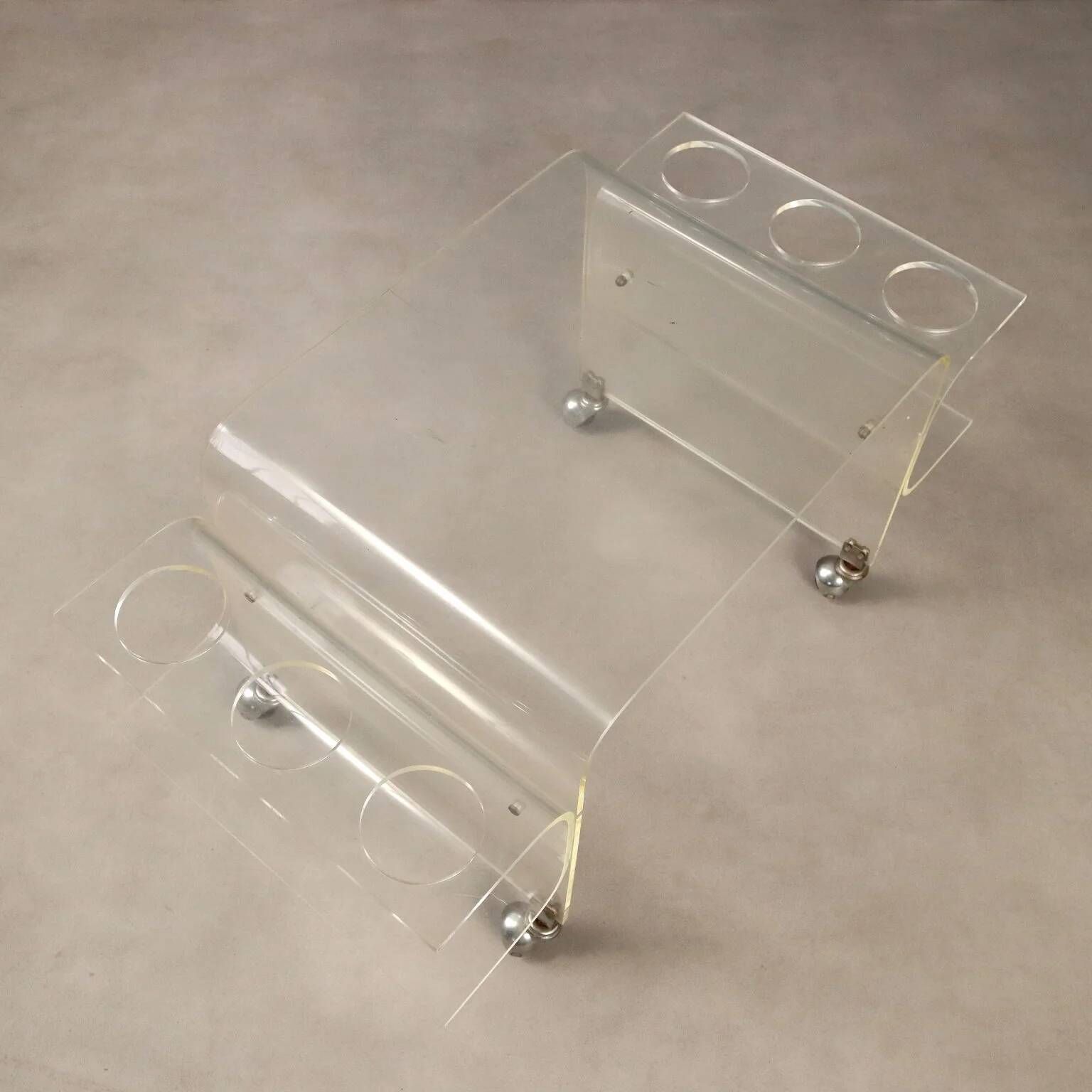 Vintage kitchen trolley in plexiglass, designed in Italy in the 1970s.