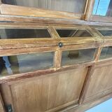 Large antique glass-fronted cabinet made of solid wood – Late 19th century