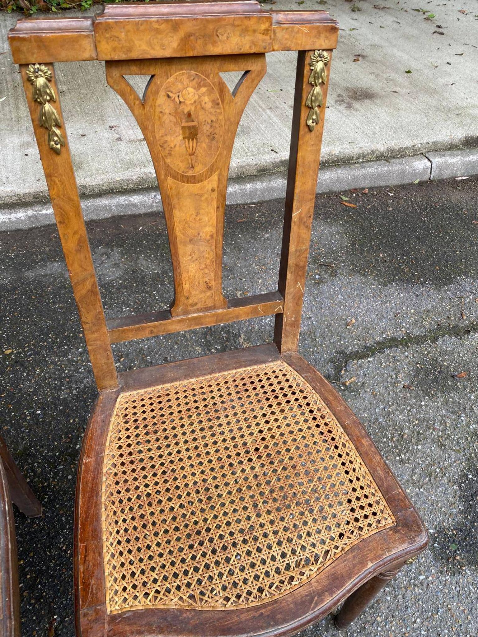 2 Art Deco chairs from the 1930s, made of solid wood with caning.