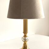 Vintage lamp in gold metal and crystal