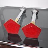Pair of brutalist candlesticks by david marshall, 1980, spain