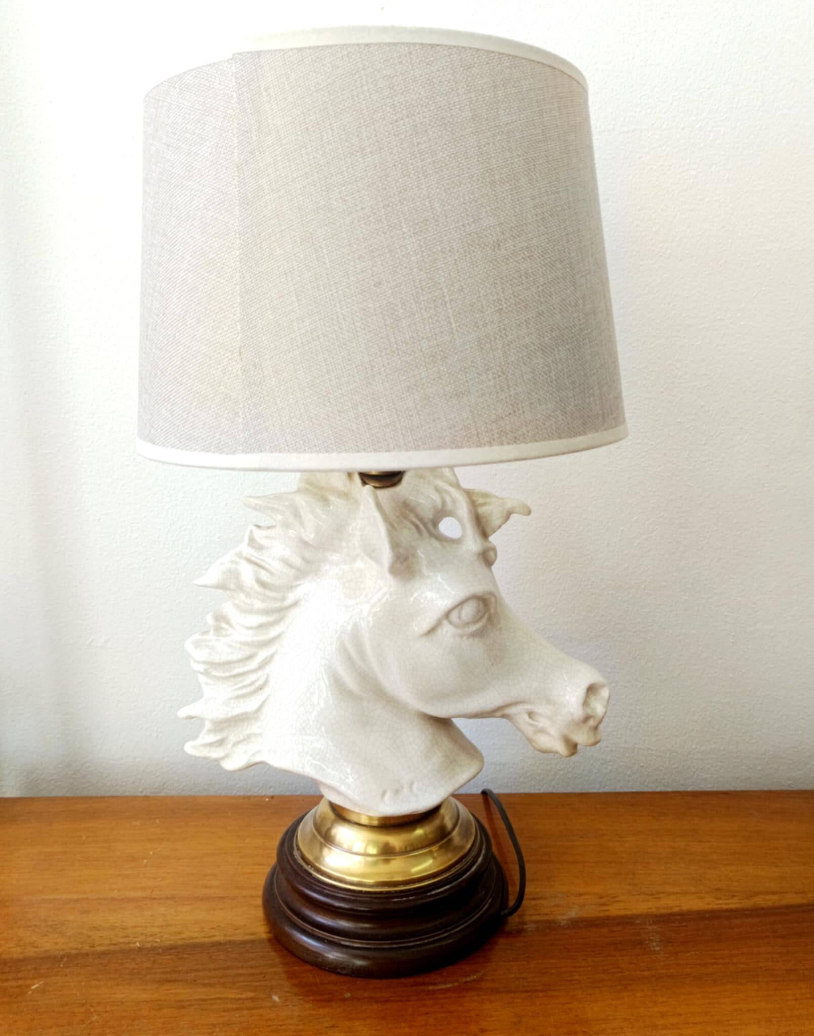 Art Deco crackled ceramic horse lamp