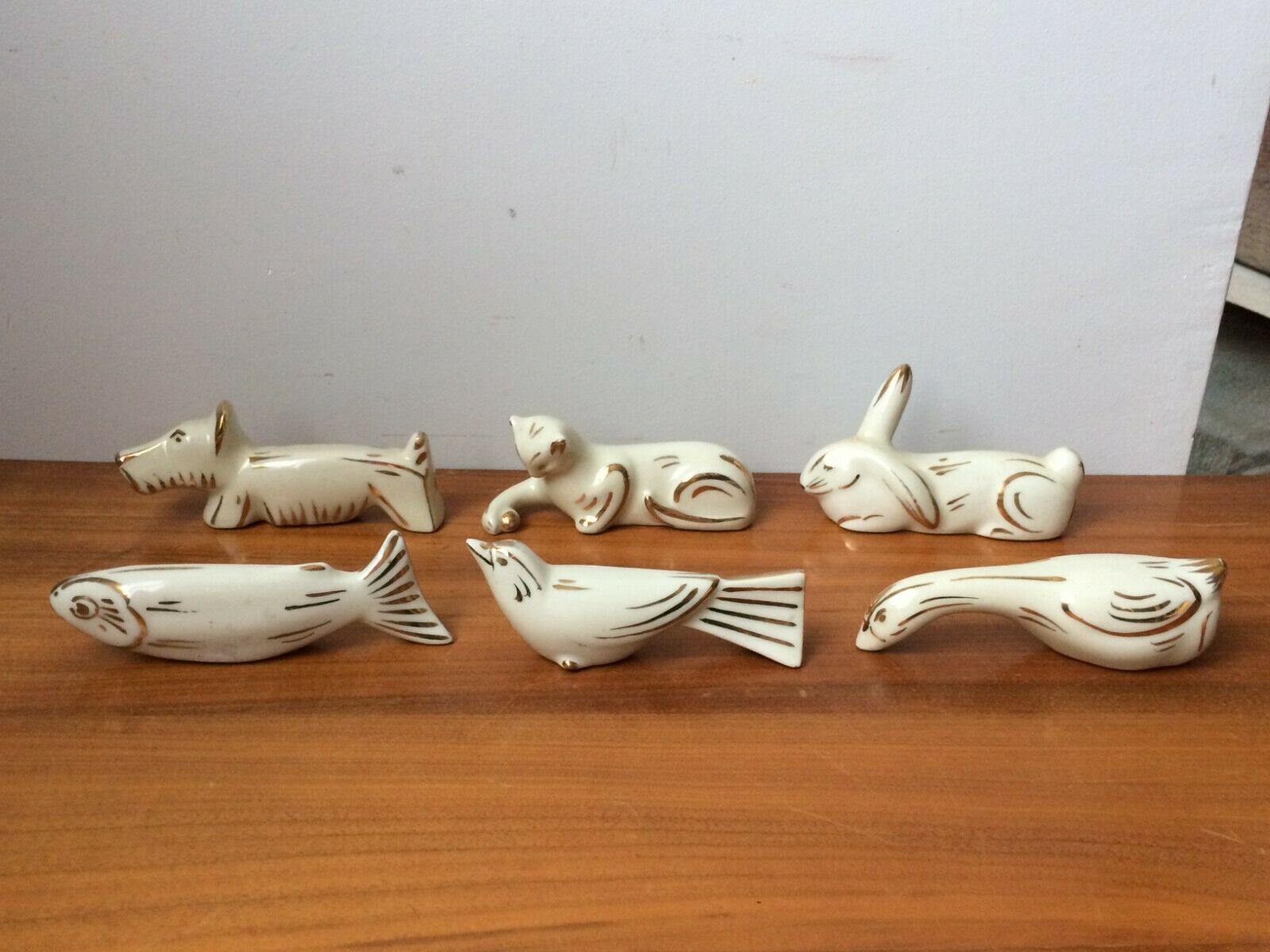Lot de 6 porte couteaux animaliers en porcelaine de Limoges