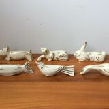 Set of 6 animal knife holders in Limoges porcelain