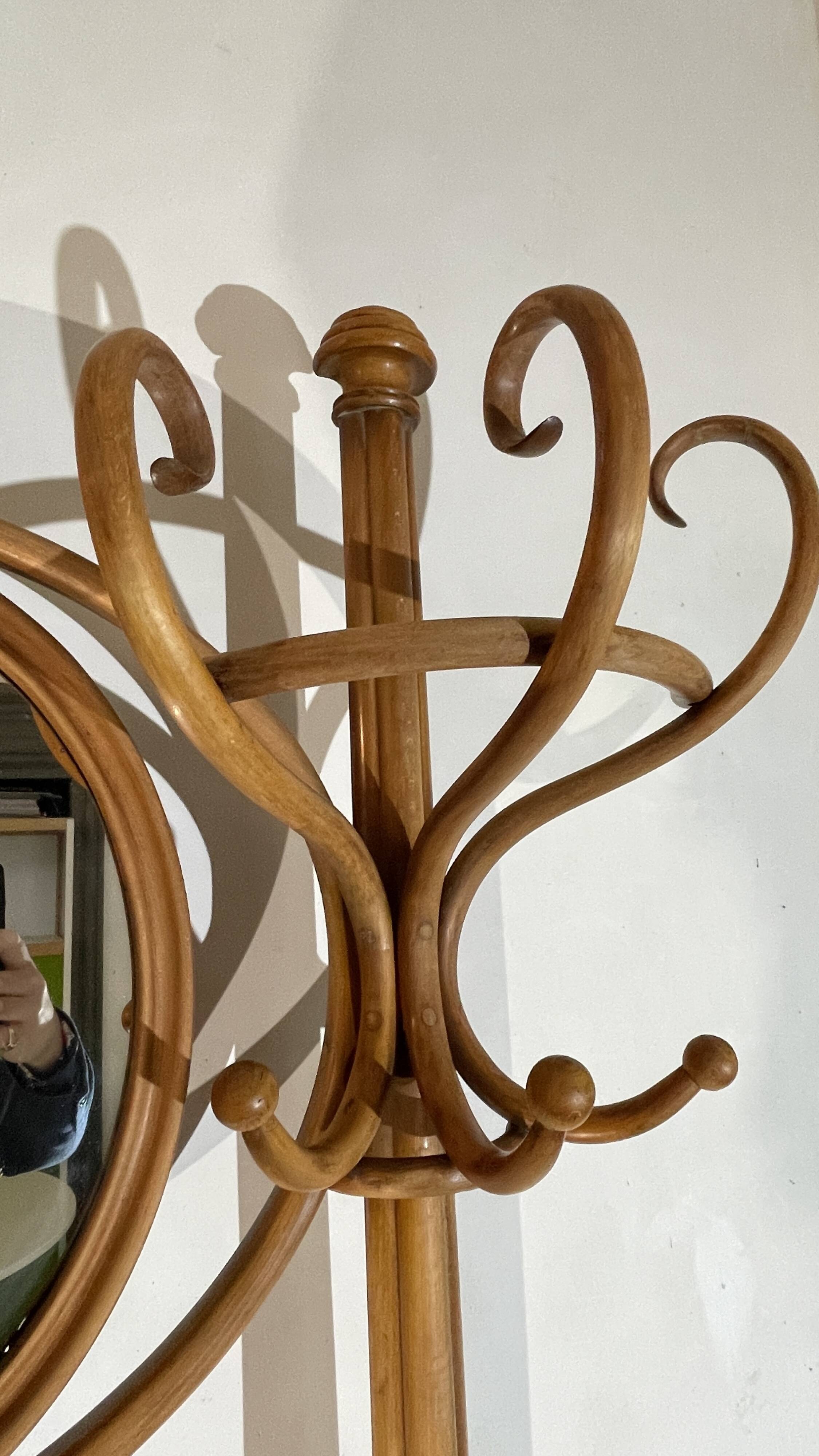 Double curved wood mirror coat rack by michael thonet gebrüder / freres, 1888