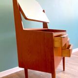 Coiffeuse en teck à miroir pivotant travail scandinave