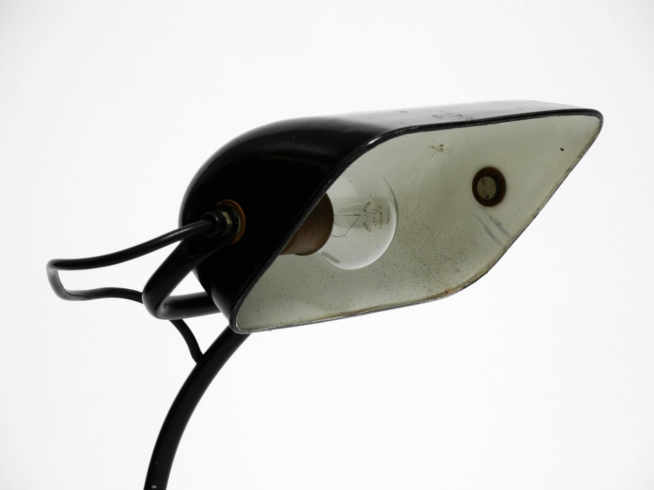 Original 1940s Kaiser Idell industrial metal table lamp model 6581 in black