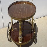 Double tray trolley in brass and formica