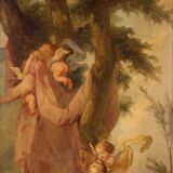 Mythological painting from 19th century, the bath of Venus