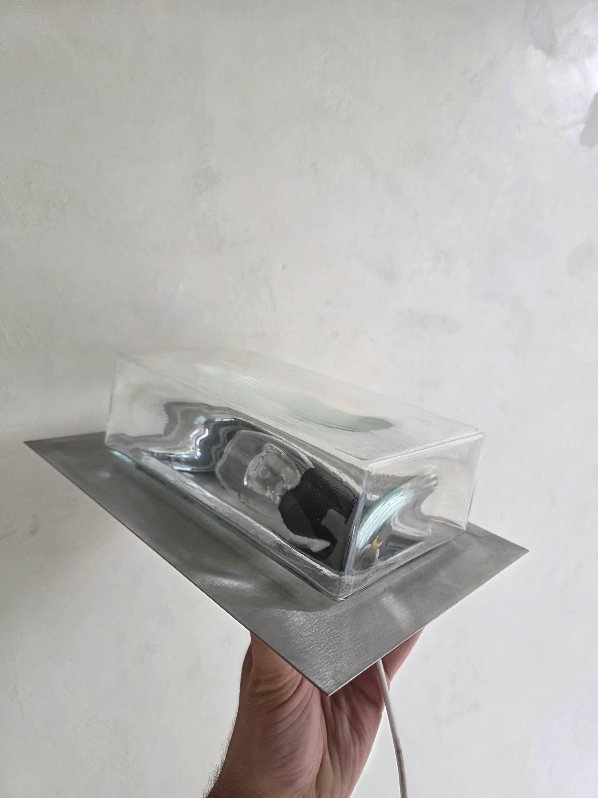 Stainless steel and glass wall lamp