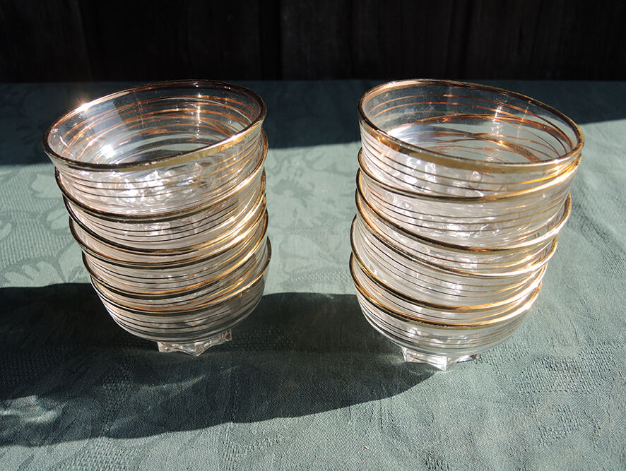 6 old champagne glasses 60s