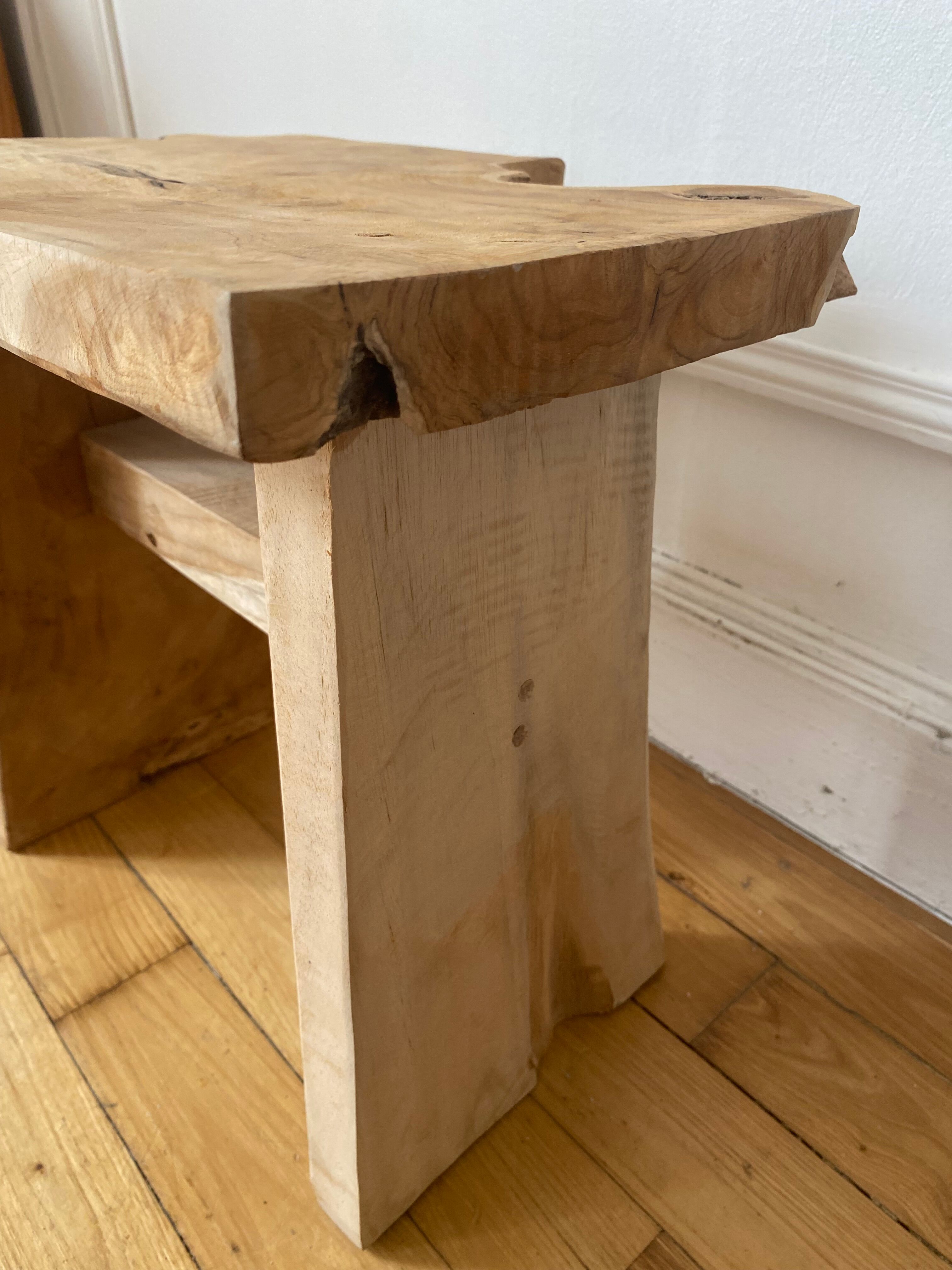 Low stool in raw wood