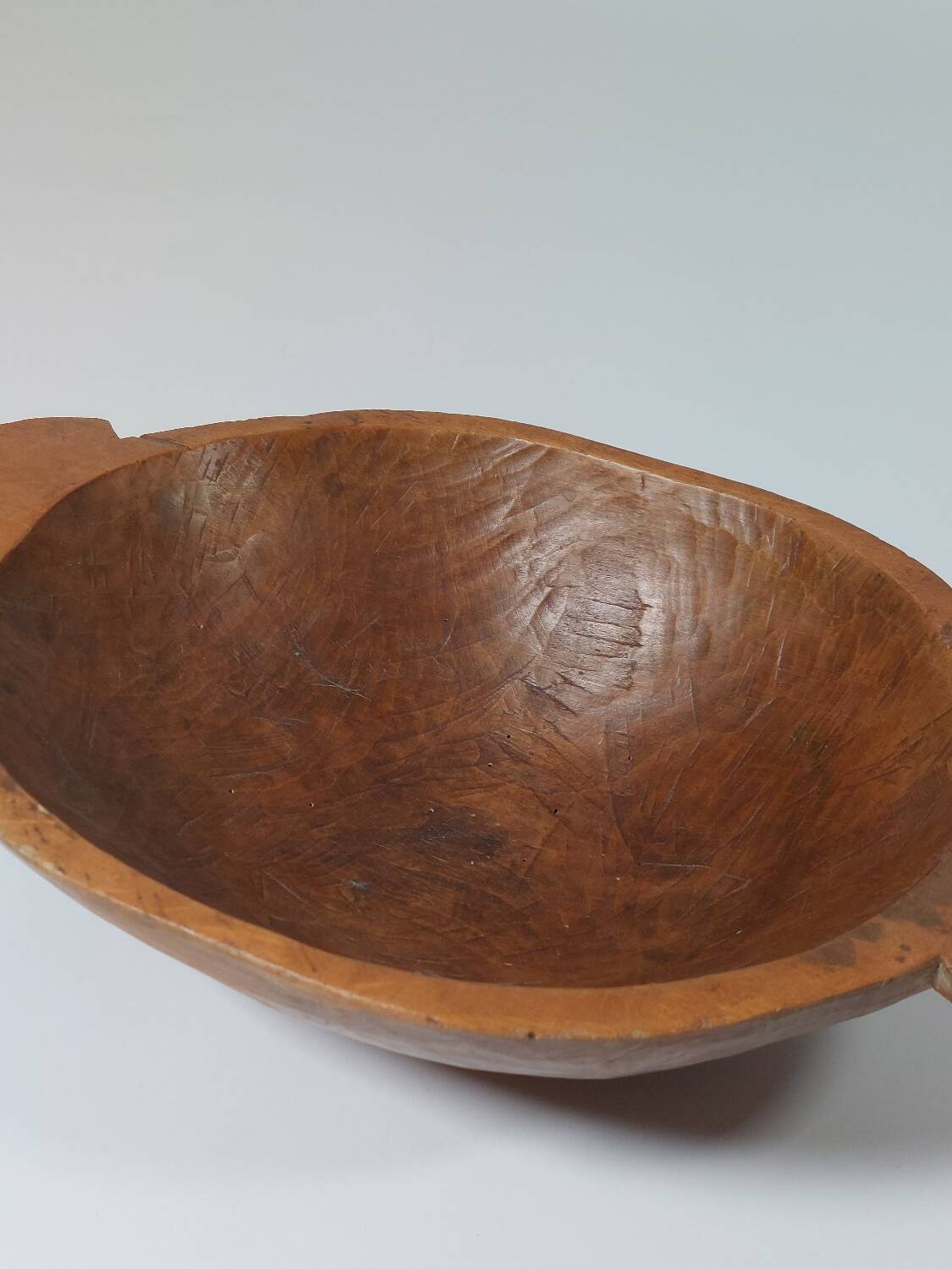 Vintage wooden fruit bowl hand-carved.