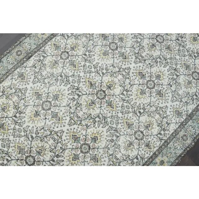 1970s Turkish Oushak Handmade Wool Cotton Green Area Rug 164x285