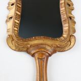 20th century handcrafted wooden hand held mirror, France
