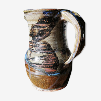 Pitcher in enamelled sandstone signed, year 1980