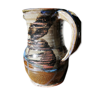 Pitcher in enamelled sandstone signed, year 1980