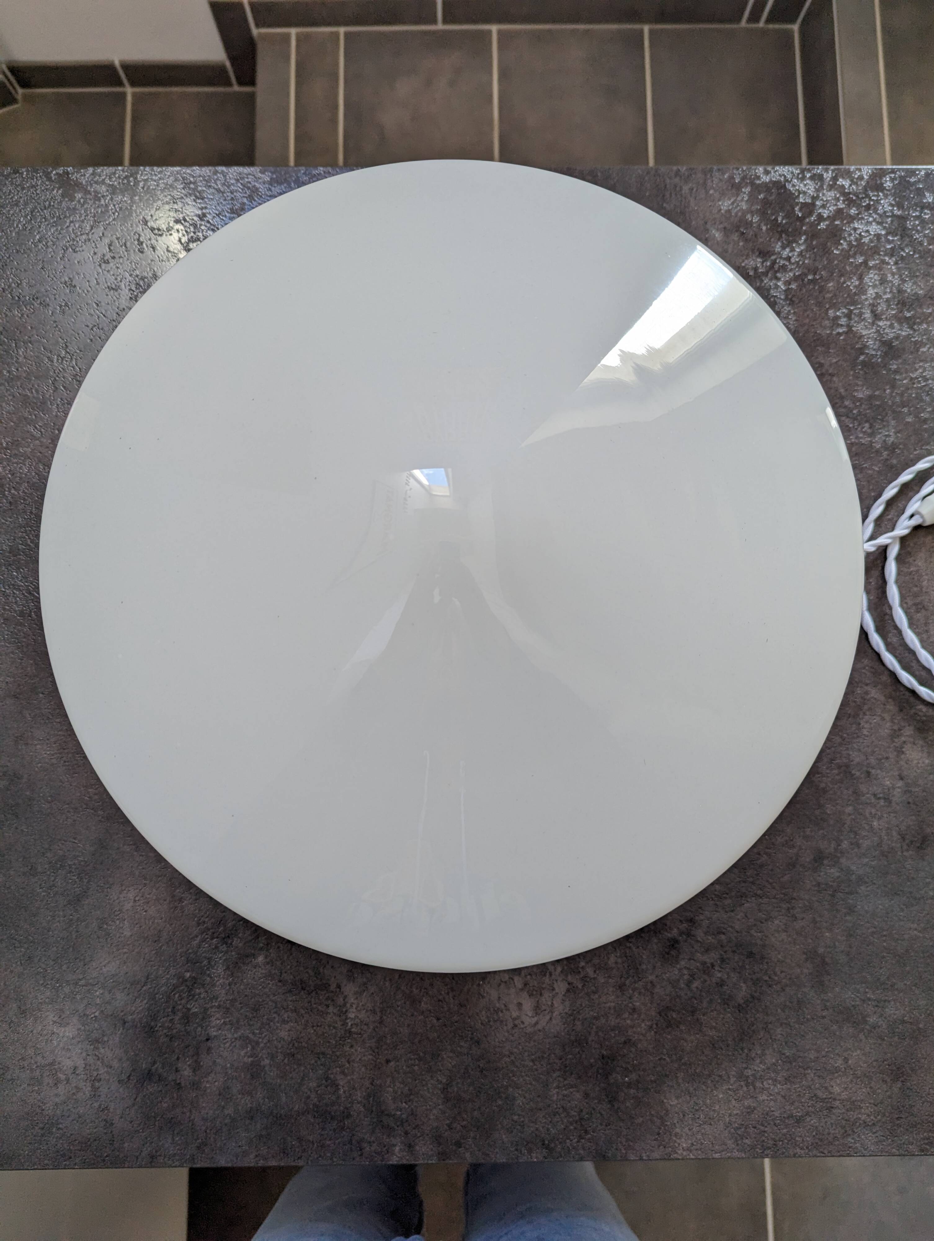 Ancien grand plafonnier skyscraper lampe à poser opaline Bahaus Art déco 1930 Ø 31 cm